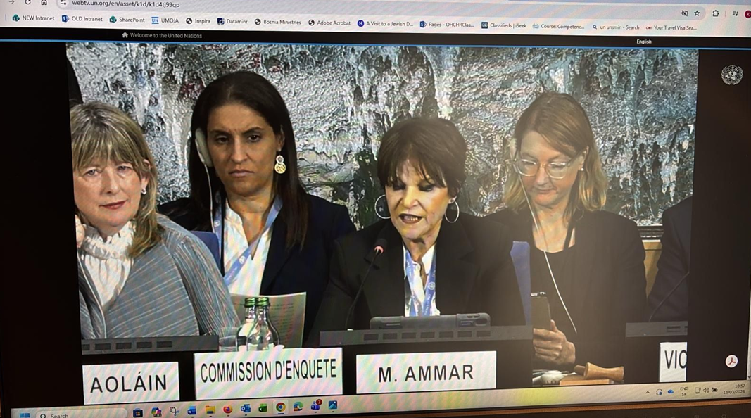 Prof. Ní Aoláin, during the Independent International Commission of Inquiry on the Syrian Arab Republic